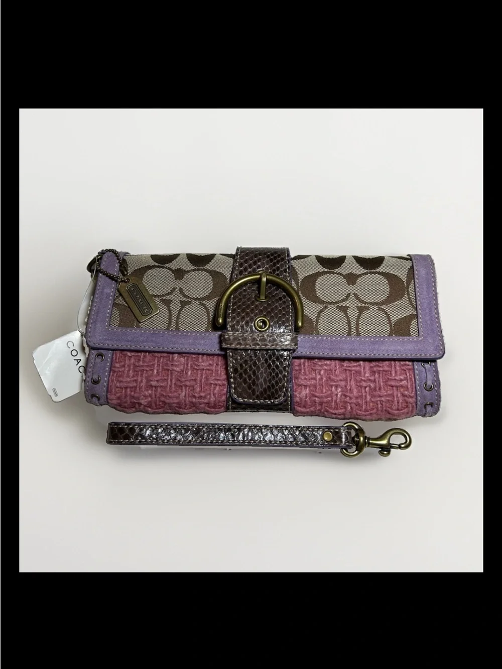 Coach Soho Buckle Flap, Basket Weave Wallet/Clutch 2004 Style: (#9652) RARE-NWT